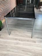 Vintage tafel met glasplaat, 50 tot 100 cm, 150 tot 200 cm, Gebruikt, Rechthoekig