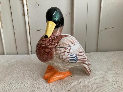 Brocante Keramieken eend / Dekselpotje - patepotje, Antiek en Kunst, Curiosa en Brocante, Ophalen of Verzenden