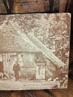 Oude brocante print prent op dik hout hardboard, ., Ophalen of Verzenden, ., Minder dan 50 cm