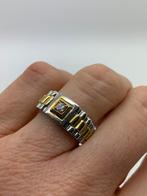 S766 Prachtige zilveren ring bicolor maat 17,5, Sieraden, Tassen en Uiterlijk, Ringen, Ophalen of Verzenden, X, Dame, Goud