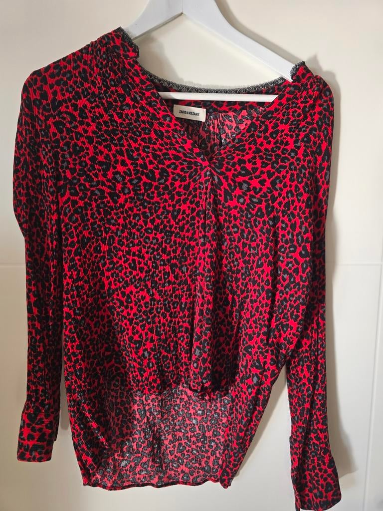 Zadig & Voltaire Rode Blouse, maat 1, Luipaardprint, Kleding | Dames, Blouses en Tunieken, Zadig & Voltaire, Ophalen of Verzenden