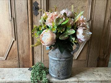 NIEUW fors boeket met zijde kunstbloemen zalm beschikbaar voor biedingen