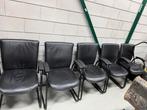 Leren stoelen 9 stuks, Gebruikt, Zwart, Leer, Ophalen of Verzenden
