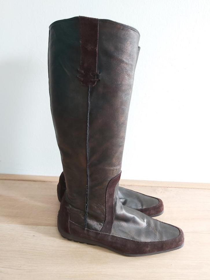 Sch19 - Bruine leren Floris van Bommel laarzen mt 40 nw €365, Kleding | Dames, Schoenen, Nieuw, Hoge laarzen, Bruin, Ophalen of Verzenden