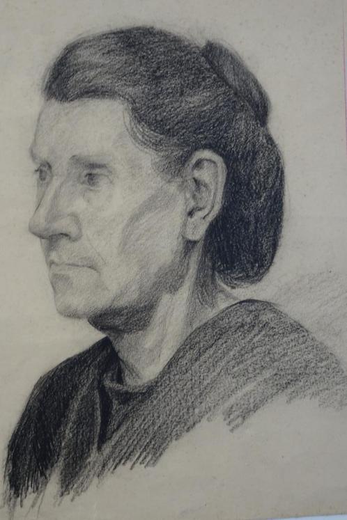 tekening portret van een oudere vrouw door Coosje Guilleron, Antiek en Kunst, Kunst | Tekeningen en Foto's, Verzenden
