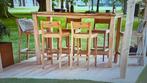 Teak houten barset met 6 barkrukken, Ophalen, Nieuw, Teakhout, 6 zitplaatsen
