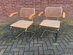 2x Vintage Cidue Cesca stoel van Marcel Breuer, Huis en Inrichting, Stoelen, Vier, Gebruikt, Bruin, Hout