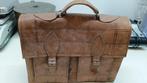 Vintage leren schooltas / aktetas – stoer karakter jaren 50, Bruin, Aktetas of Boekentas, Ophalen of Verzenden, Leer