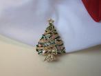 Broche kerstboom/ groen emaille takken met strik, Verzenden, Zo goed als nieuw