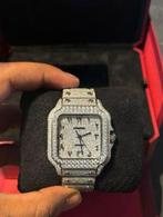 Cartier Santos Arabic Moissanite Horloge, Sieraden, Tassen en Uiterlijk, Staal, Staal, Polshorloge, Nieuw