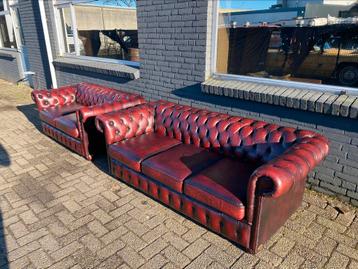 Chesterfield 3+2 zit bankstel oxblood rood GRATIS BEZORGD  beschikbaar voor biedingen