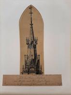 Tekening kerktoren Delft, Ophalen of Verzenden, Minder dan 50 cm, Print, Minder dan 50 cm