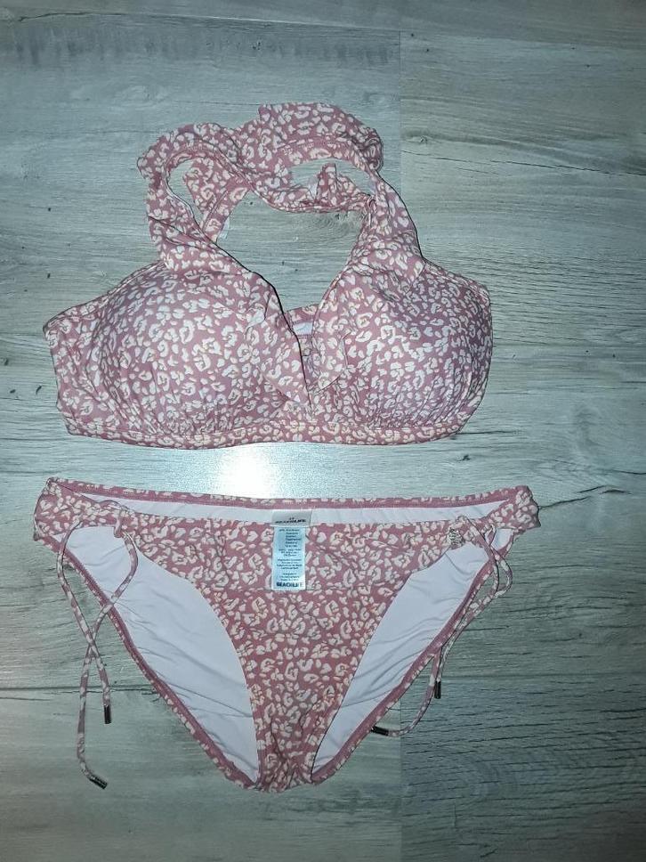 Beachlife Bikini Met Panterprint Maat 40 / 42, Kleding | Dames, Badmode en Zwemkleding, Zo goed als nieuw, Bikini, Roze, Verzenden