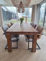 Teak houten eettafel - Goossens Wonen - 220cm, Huis en Inrichting, Gebruikt, 100 tot 150 cm, Teakhout, 200 cm of meer