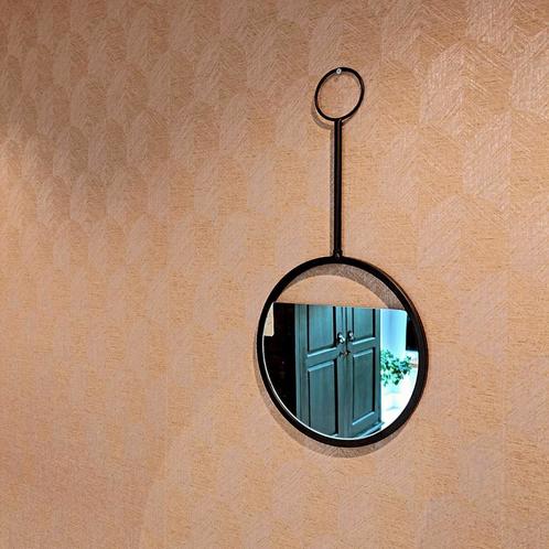 Geweldige industriële ronde spiegel van zwart metaal, Huis en Inrichting, Woonaccessoires | Spiegels, Zo goed als nieuw, Minder dan 50 cm