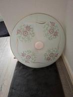 vintage ronde plafonlamp met bloemen, Huis en Inrichting, Lampen | Plafondlampen, Ophalen, Gebruikt, Glas