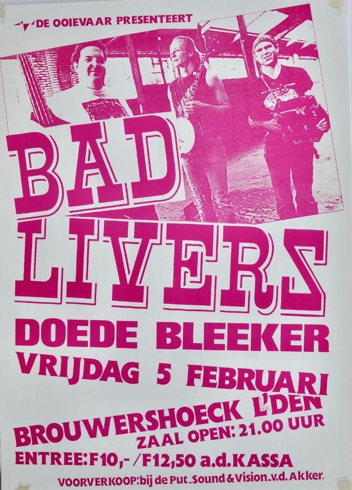 Concert poster 1993 Bad Livers & Doede Bleeker., Verzamelen, Muziek, Artiesten en Beroemdheden, Gebruikt, Poster, Artwork of Schilderij