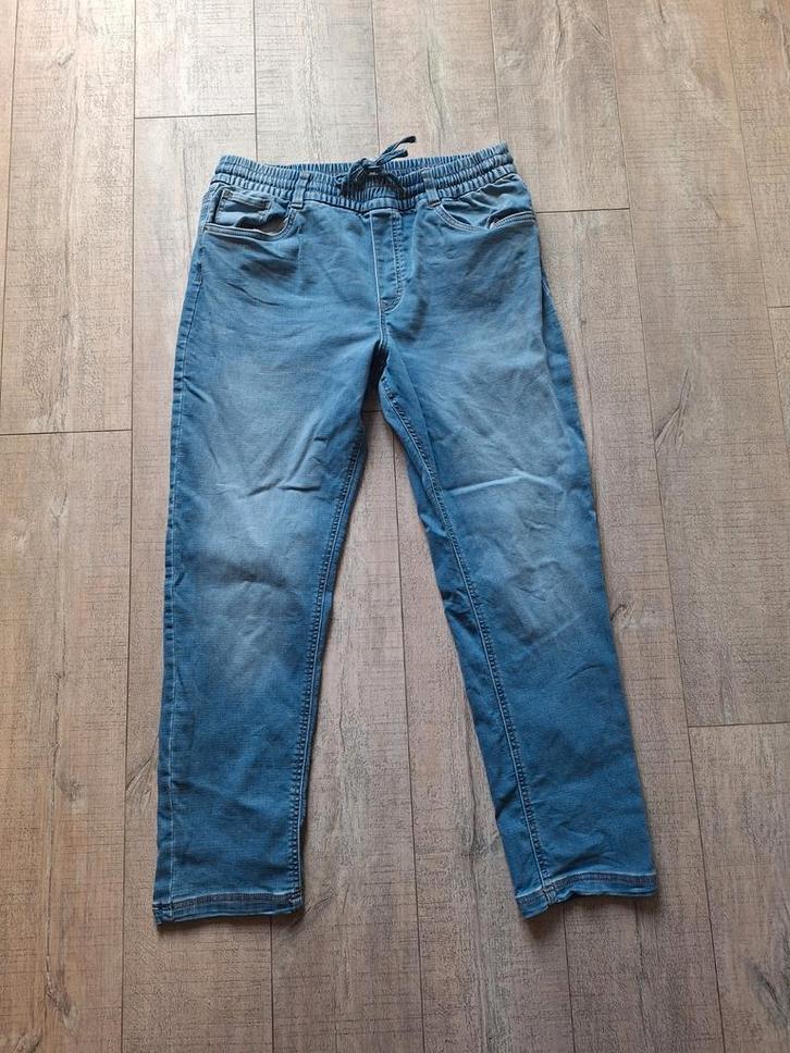Lichtblauwe denim jogger MS Mode mt 44, Kleding | Dames, Grote Maten, Zo goed als nieuw, Broek of Spijkerbroek, Blauw, Ophalen of Verzenden
