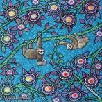 100% Handgeschilderd Schilderijtje Luiaards Nieuw 20x20 cm, Ophalen of Verzenden