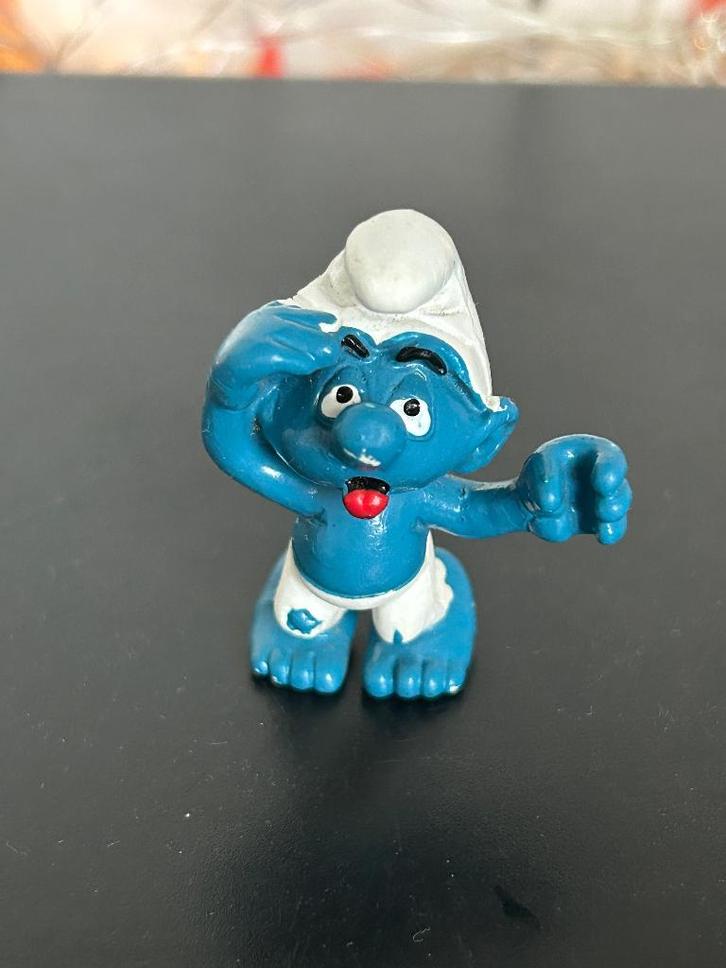 Schleich 40246 River Raft Smurf 1984, Verzamelen, Smurfen, Gebruikt, Poppetje, Figuurtje of Knuffel, Overige Smurfen, Ophalen of Verzenden