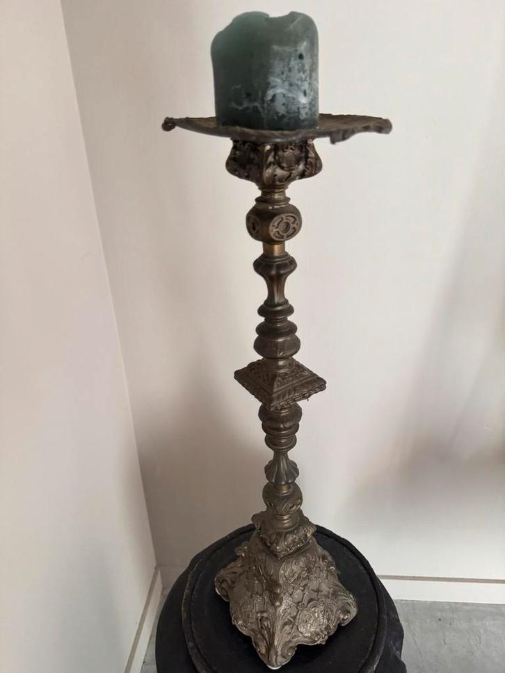 Unieke Antieke Zwaar Bronzen Kandelaar Marokko Shabby, Antiek en Kunst, Antiek | Kandelaars, Ophalen of Verzenden