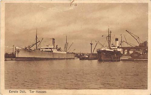 A002 Terneuzen Dok stoomschip Passagiersschip schip boot, Verzamelen, Ansichtkaarten | Nederland, Gelopen, Zeeland, 1920 tot 1940