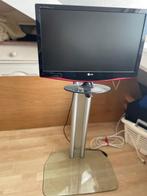 TV standaard met glazen plaat incl 27 inch TV, Ophalen, Gebruikt