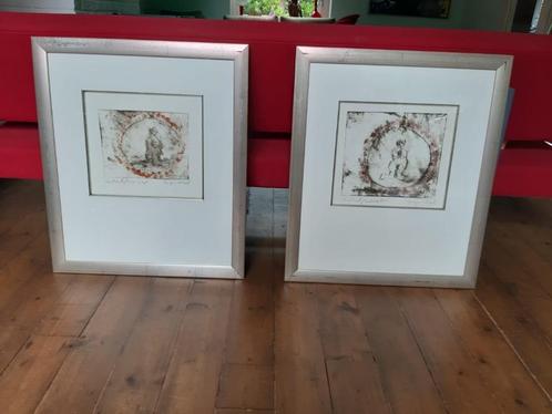 Prachtig 2  luik, etsen van Anton Heyboer, Antiek en Kunst, Kunst | Etsen en Gravures, Ophalen