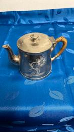 Antieke verzilverde Theepot met bloemmotief, Antiek en Kunst, Ophalen of Verzenden