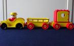 Geel Duplo autootje met 2 aanhangwagentjes, Ophalen, Gebruikt, Duplo