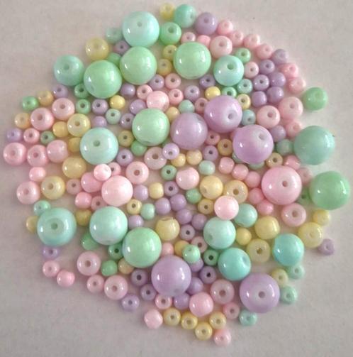 Zak pastel kleur glas kralen 4-12 mm, Hobby en Vrije tijd, Kralen en Sieraden maken, Nieuw, Kraal, Verzenden