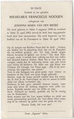 Wilhelmus F. Nooijen 1898 Uden + 1963 Uden, 64 jaar, Verzamelen, Bidprentjes en Rouwkaarten, Verzenden, Bidprentje