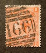 ENGELAND - Victoria 1865 4 P. orangerot Mi24 plate 10, Postzegels en Munten, Ophalen of Verzenden, Gestempeld