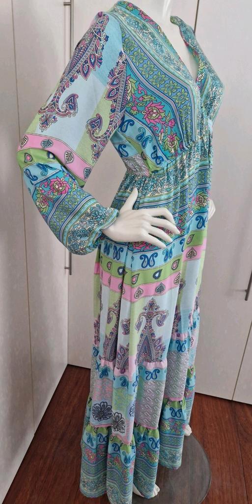 NIEUW! LANGE ZOMERJURK 100% ZIJDE  MT M  BOHO, Kleding | Dames, Jurken, Nieuw, Maat 42/44 (L), Overige kleuren, Onder de knie