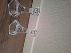 2 glazen kaarsenstandaards hoogte 12cm, Ophalen of Verzenden, Zo goed als nieuw