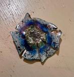 Vintage grote blauwe geglazuurde keramiek broche bloem boho, Overige materialen, 4 tot 7 cm, Blauw, Ophalen of Verzenden
