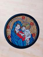 Religieuze Mozaïek Tafel op Metalen Standaard, Minder dan 55 cm, Metaal of Aluminium, Rond, Zo goed als nieuw