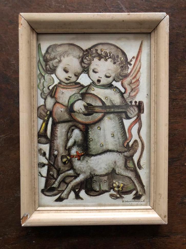 Vintage Hummel Engel Prent, Antiek en Kunst, Antiek | Religie, Ophalen of Verzenden