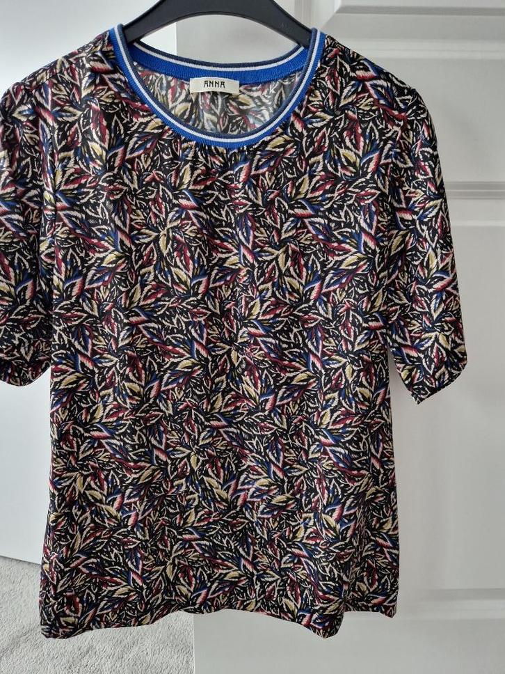 Blouse korte mouw Anna van Toor maat S, Kleding | Dames, Blouses en Tunieken, Zo goed als nieuw, Maat 36 (S), Blauw, Ophalen of Verzenden