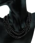 Granaat antieke ketting 14k slot goud dames 5-strengs, Ophalen of Verzenden, Goud, Ketting, Met edelsteen