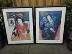 Japanse geisha afbeeldingen,  schilderen, Antiek en Kunst, Ophalen