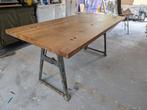 Industriële eettafel, Huis en Inrichting, Tafels | Eettafels, Ophalen, Gebruikt, Eikenhout, 50 tot 100 cm
