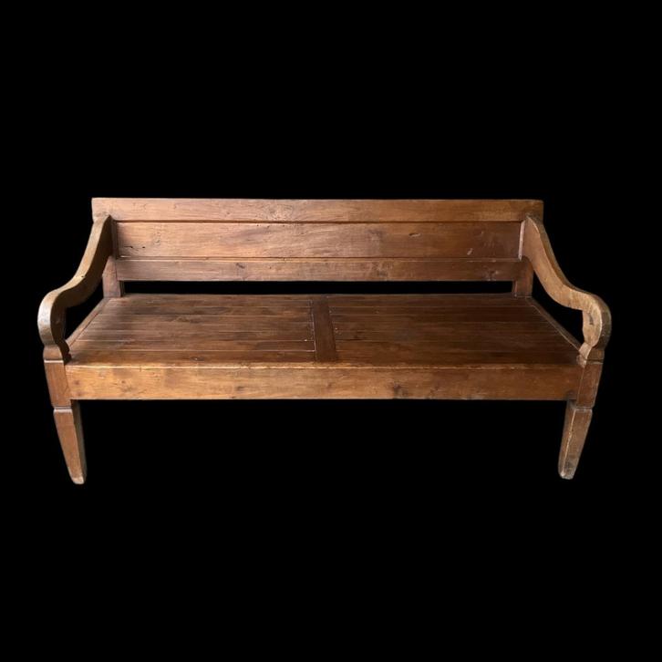 Antieke Teak Houten Stationsbank Bali/Java - 200cm, Antiek en Kunst, Antiek | Meubels | Stoelen en Banken, Ophalen