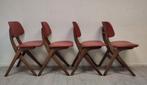 4 eetkamerstoelen Louis v Teeffelen Webe teak stoel stoelen, Vier, Mid Century Modern dutch design, Gebruikt, Hout