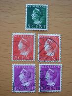 Koningin Wilhelmina type Konijnenburg 5x NVPH 332, 334, 335, Postzegels en Munten, Ophalen of Verzenden, Na 1940, Gestempeld