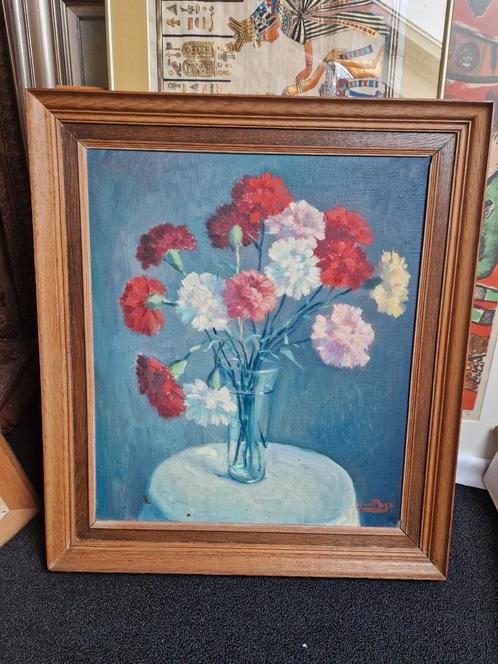 Bloemstilleven Olieverf - Gesigneerd Jaap van der Post (1918, Antiek en Kunst, Kunst | Schilderijen | Klassiek, Ophalen of Verzenden
