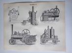 Gravure 1895 Lokomobielen Stoom mobielen, Antiek en Kunst, Kunst | Etsen en Gravures, Verzenden