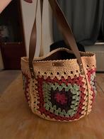 Gehaakte Handtas met Leren Handvatten, Ophalen of Verzenden, Nieuw, Beige, Handtas