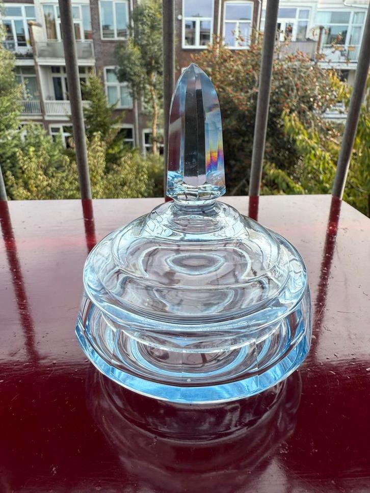 Art Deco Bonbonnière - Lichtblauw Glas, Antiek en Kunst, Antiek | Glas en Kristal, Ophalen of Verzenden