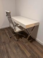Hoogglans wit design Bureau & Bureaustoel Stijlvol, Huis en Inrichting, Bureaus, Ophalen, In hoogte verstelbaar, Zo goed als nieuw